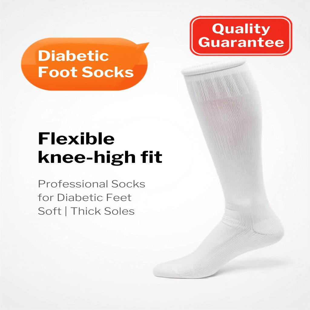 CalmSole diabetic socks - Diabetic Foot Socks badge, flexible knee-high fit, quality guarantee