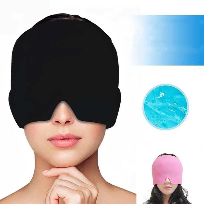 CalmSole CoolRelief migraine cap - cooling gel head wrap worn on head